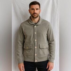 Bolivares Cardigan Cotton Knit Sweater
Gray Mens Sz L Pocket Collared